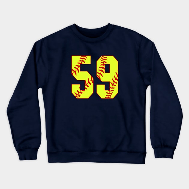 Fastpitch Softball Number 59 #59 Softball Shirt Jersey Uniform Favorite Player Biggest Fan Crewneck Sweatshirt by TeeCreations